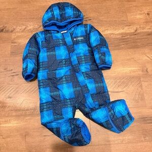 Columbia Kids Blue Checkered Puffer Snowsuit